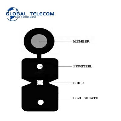 PE LSZH FTTH Drop Fiber Optic Cable , Self Supporting 4 Core Drop Cable