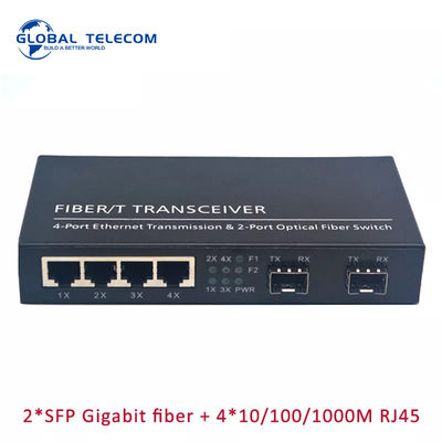 4RJ45 2SFP Fiber Media Converter , 2G4FE Gigabit Ethernet Fiber Switch